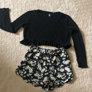 Black top and shorts